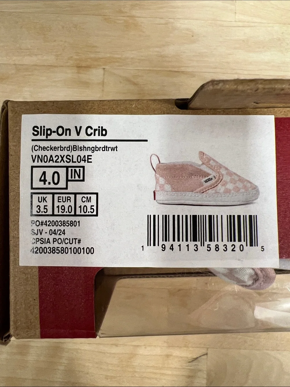 Vans Pink Checkered Slip-On Crib Baby Shoes
